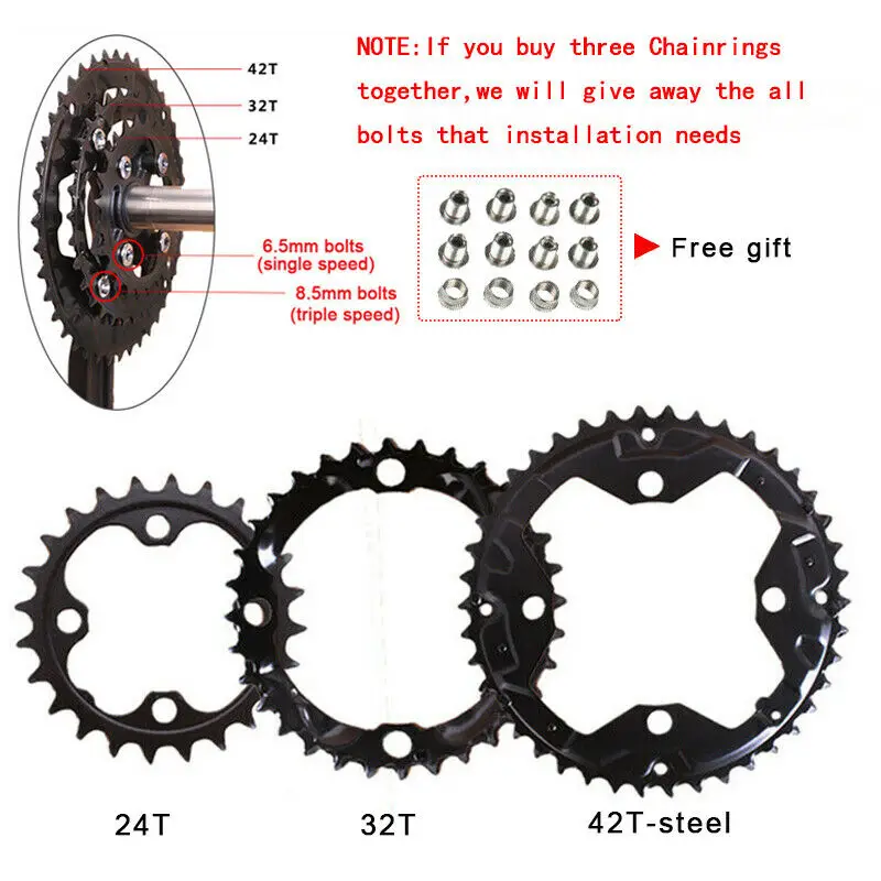104/64BCDギア24/26/32/38/42t mtb自転車チェーンリングダブル
