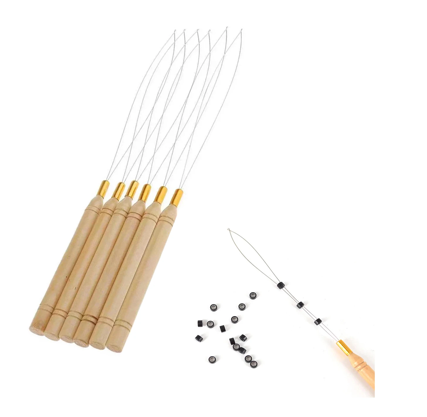 

12 шт./лот, игла для наращивания волос с деревянной ручкой, инструменты для наращивания волос