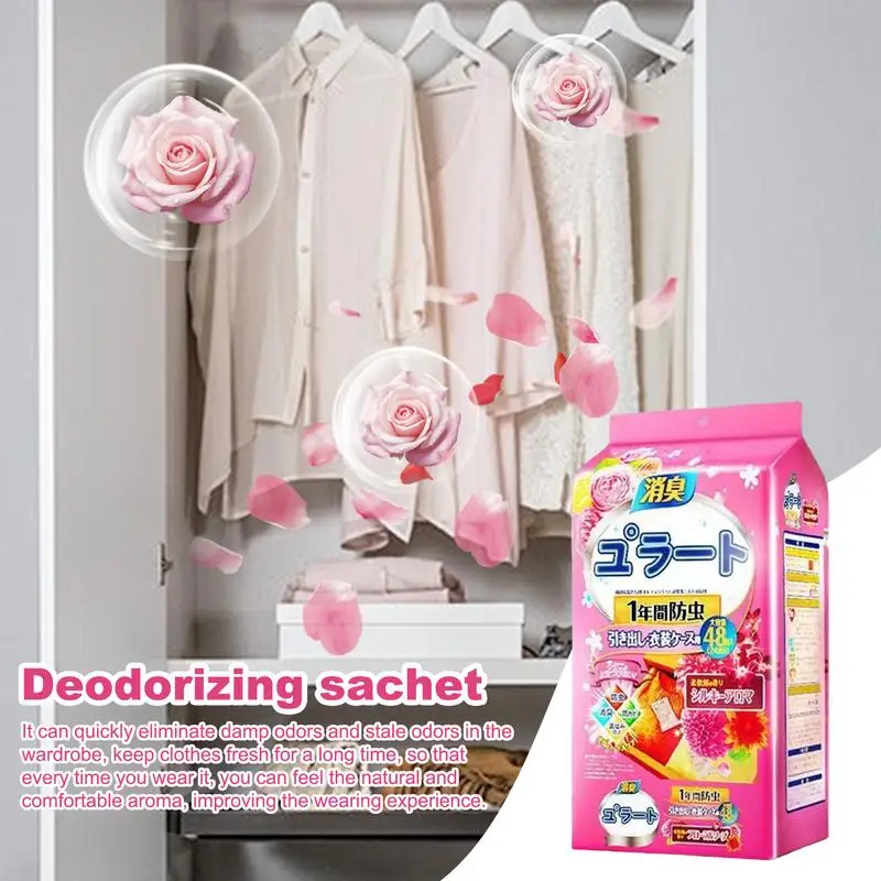 Sachet Bags Scented 48pcs Closet Sachets Scent Bags Fresh Scents Sachet Packets Closet Smell Freshener Dresser Drawer Scents For