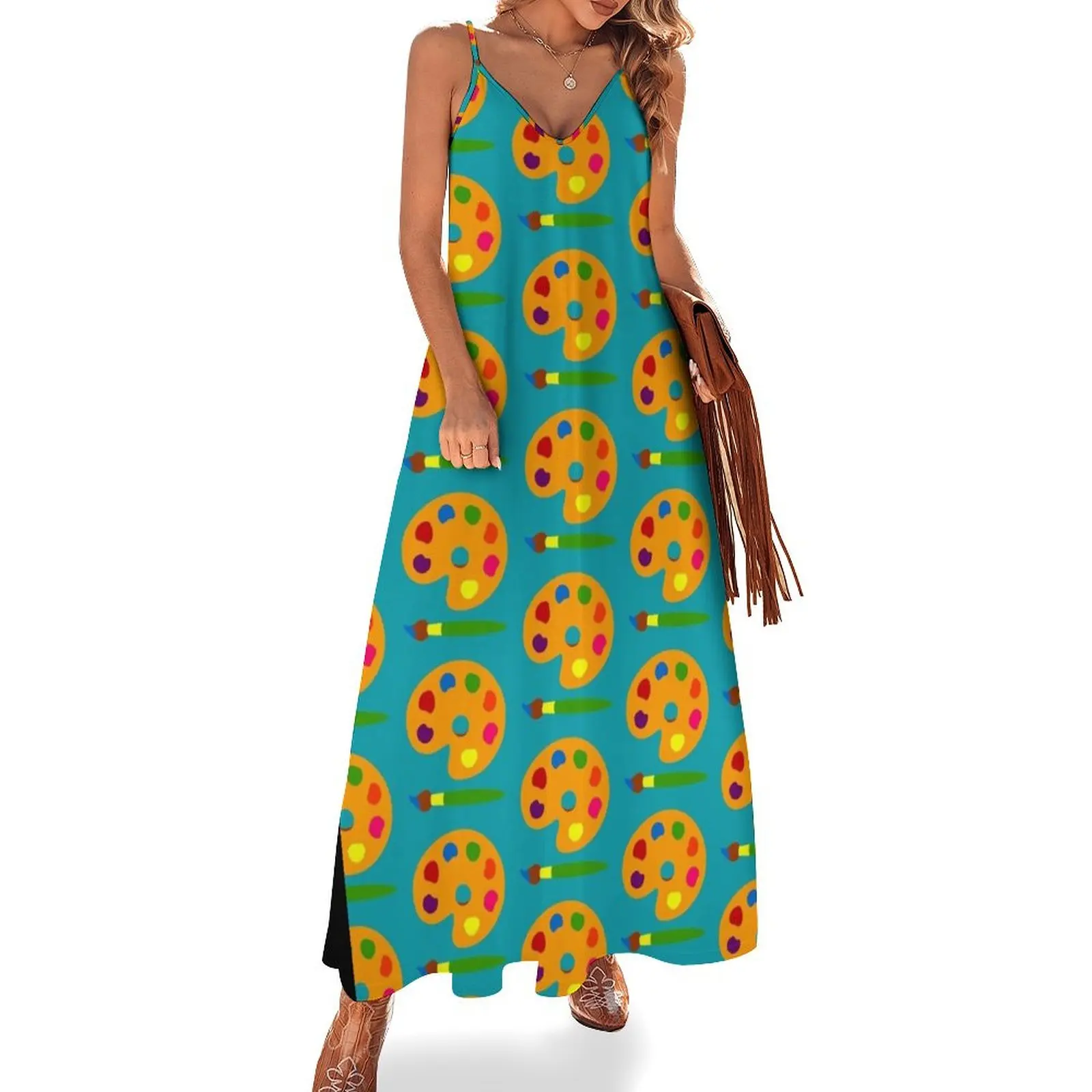 Colorful Paint Palette Sleeveless Dress dresses with long sleeves party dress women elegant luxury