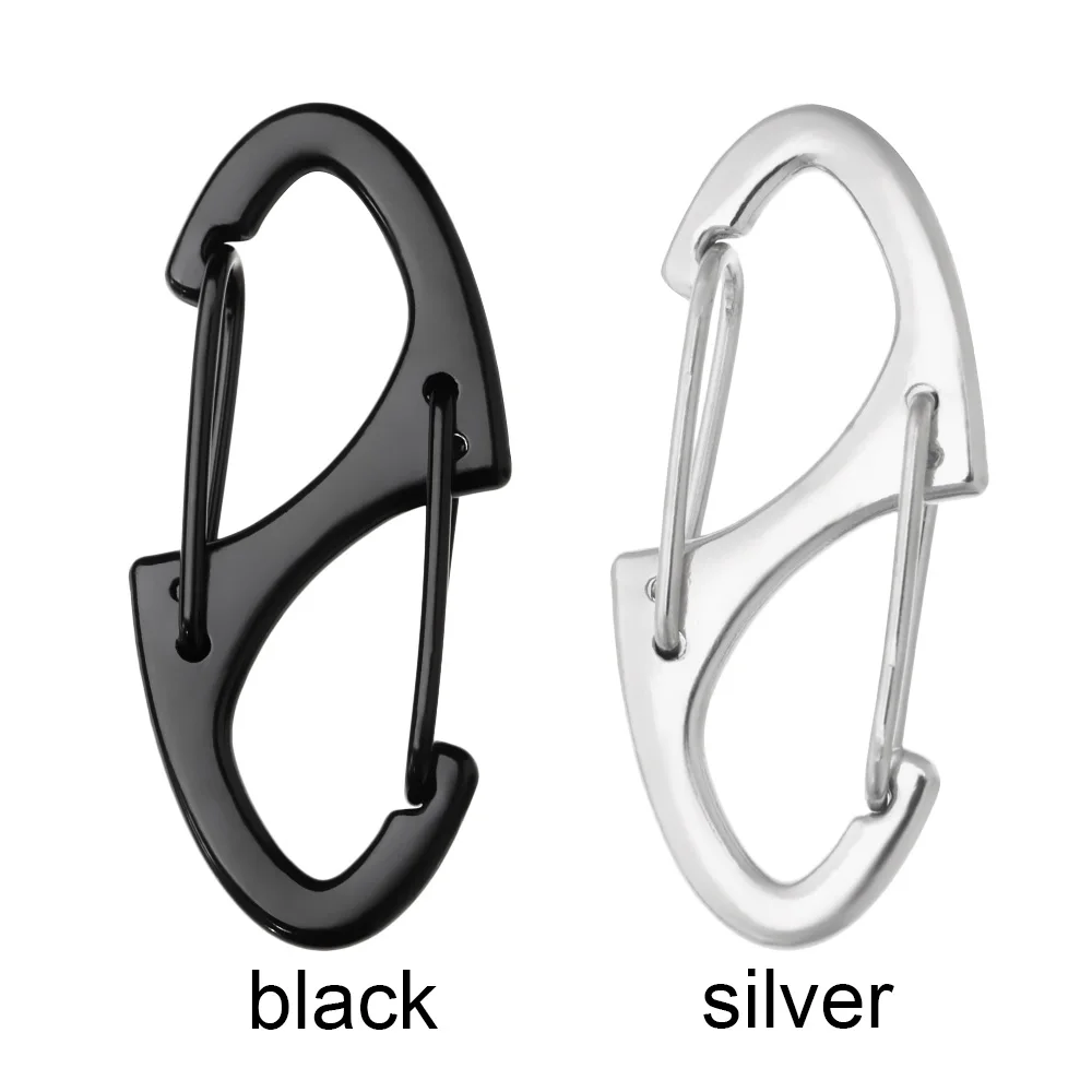 10PCS S Double Carabiner Set Camping EDC Survival Climbing Spring Backpack Clasps Keychain Tactical Gear Hooks Key Chain Clip climbing carabiner