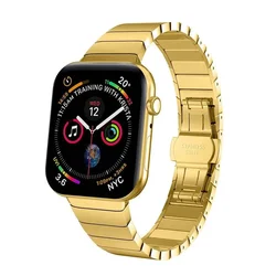 Premium Metal Link Bracelet for Apple Watch - Sleek and Stylish Design (Gold)