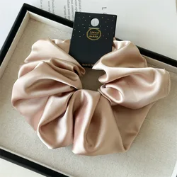 Elegant Black Satin Hair Scrunchies - Luxurious Silk - Like Hair Accessories (Champagne)