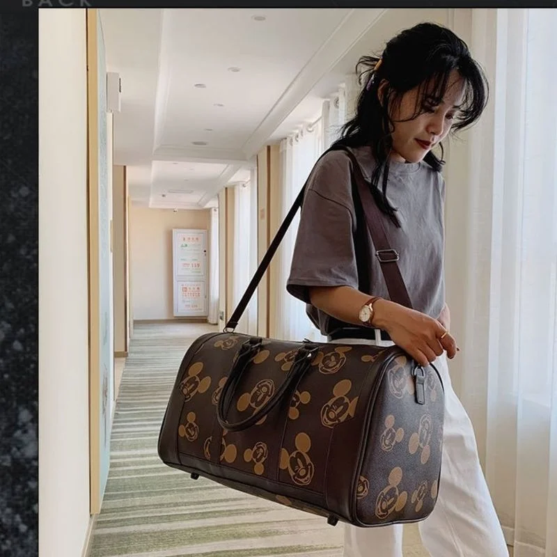 Travel Bags Canvas Tote Bag Leisure Bag Disney Mickey Fashion Suitcase Travel Tote Bag Men's and Women's Luggage Bag Large Capacity One-shoulder MessengerPU
