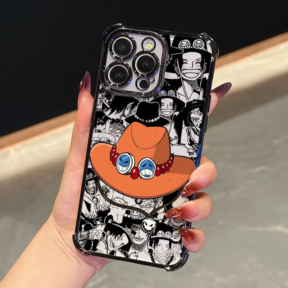 Sleek Portgas D. Ace One Piece Plating Phone Case - Anti-Fall Protection