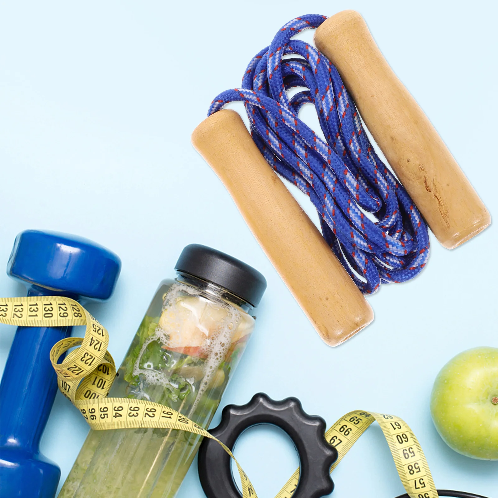 어린이용 나무 실 점프 로프, 대나무 어린이 피트니스 운동 로프, 스포츠 점프 스키핑 장난감, 2 개