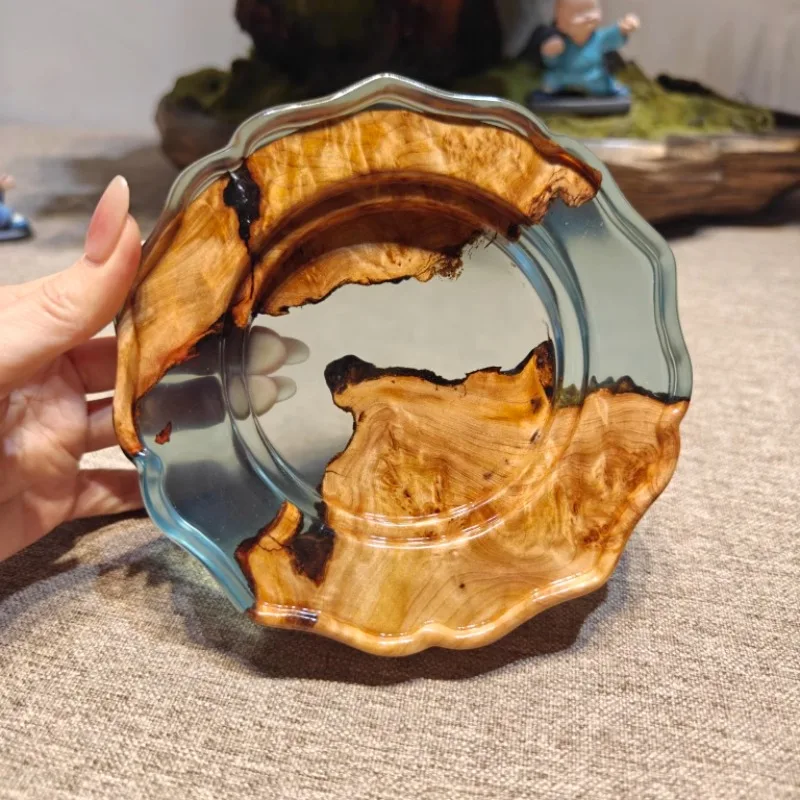 Creative Nordic walnut resin Solid wood resin with wooden tea tray tableware small modern Nordic fashion artist home tray
