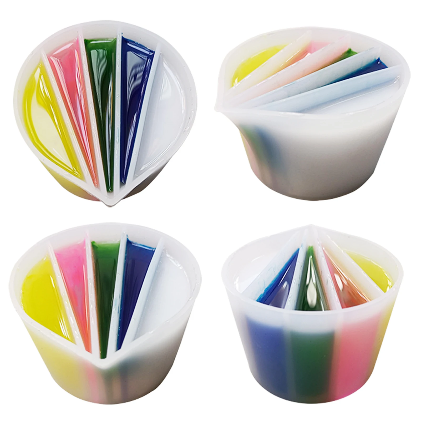 Silikon-Mischbecher mit 2, 3, 4, 5 Kanalteilern für Resin-Gießen, Acrylfarben, Kunst-DIY-Zubehör, Langlebige Antihaft-Becher – Detail 3