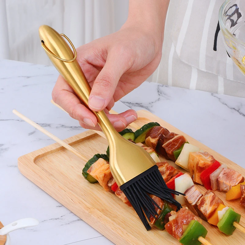 Oil Brushes Stainless Steel Silicone BBQ Grill Oil Sauce Brush Kitchen Removable and Hanging Baking Cooking Brushes BBQ Tools oil brush silicone basting brush oil bottle brush