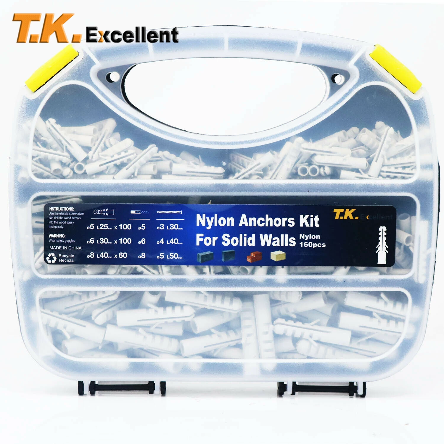 Drywall Anchor Kit Drywall Anchor Hollow Wall Anchor Set Plastic Wall Anchor Plastic Drywall Ribbed Anchors Solid Materials 260 Pcs Anchor Screws Self Tapping Screw