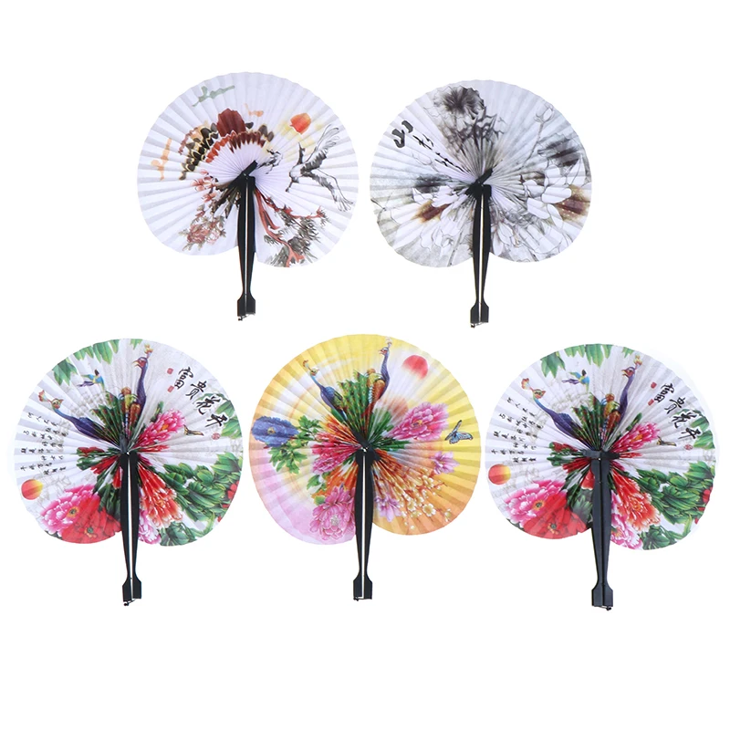 1Pc Chinese Style Hand Held Fans Personalized Pattern Bamboo Folding Fans Handheld Wedding Hand Fan Cool Bamboo Flower Fan