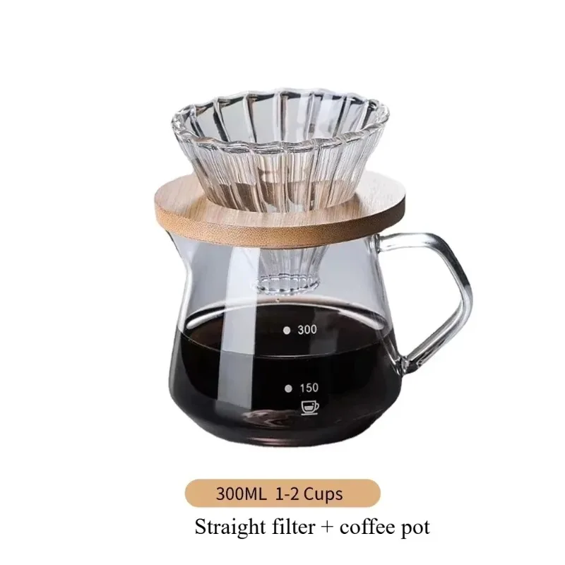 OCOOSO 300/600ml Pour Over Kahve Makinesi Kalınlaştırılmış Kahve Demliği Cam Huni Filtreli El Demleme Kahve Makinesi Ev Mutfak Kamp İçin