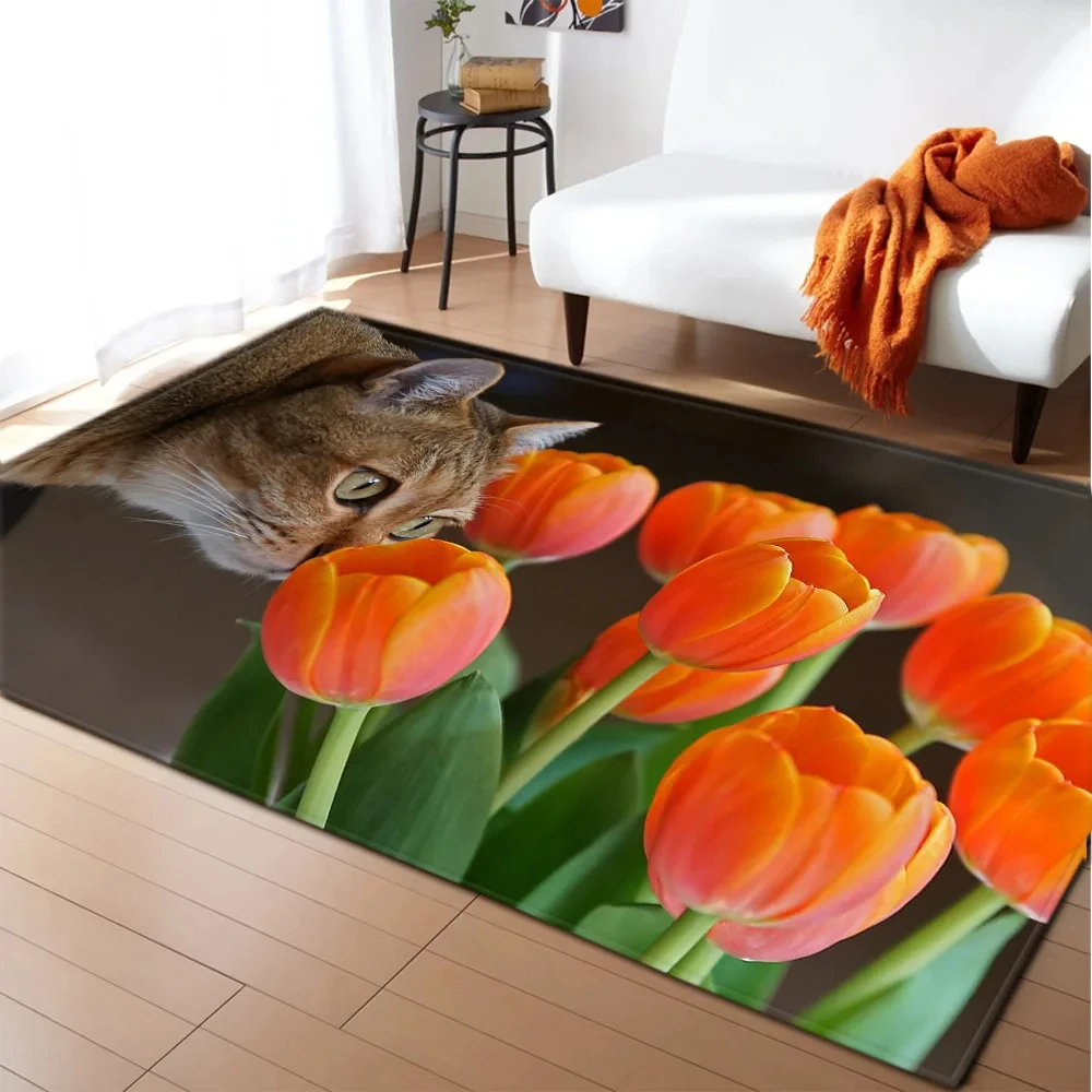 3D 프린트 꽃 카펫, 자연 풍경 바닥 매트, 햇빛 풍경, 집 입구 문짝 매트, 거실 러그, 욕실 매트