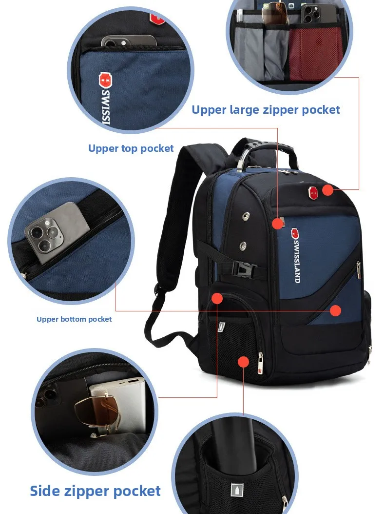 Men's Casual Travel Backpack Double Shoulder Waterproof Wear-resistant Laptop Bag Commuter Nylon Fabric British Style Backpack - 2
