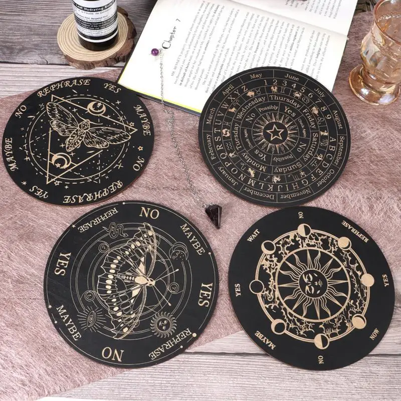 15cm Divination Board Wooden Star Pendulum Mat Communication Board Fortune Telling Toys Ouija Game Witch Crafts Supplies pendulum board
