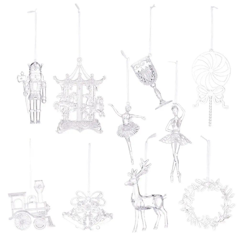 Transparent Christmas Elk Pendants DIY Carousel Ballet Girl Pendants Elegant Exquisite Christmas Decoration For Xmas Tree