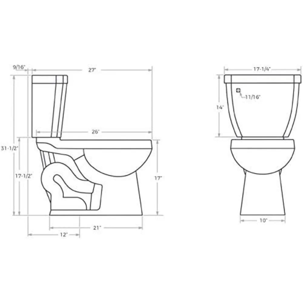 Two-Piece High Efficiency Toilet with Round-Front Chair Height Bowl - Includes Toilet Seat and Wax Ring Kit,  squat potty 5