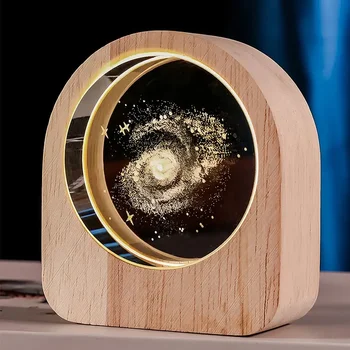 🌌 3D Crystal Galaxy Light – Illuminated Cosmic Wonder in Wood Frame 1