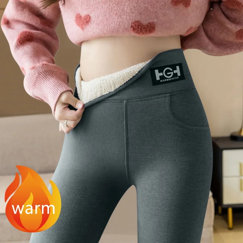 Winter Thicken Fleece Leggings Women High Waist Warm Thermal Pants