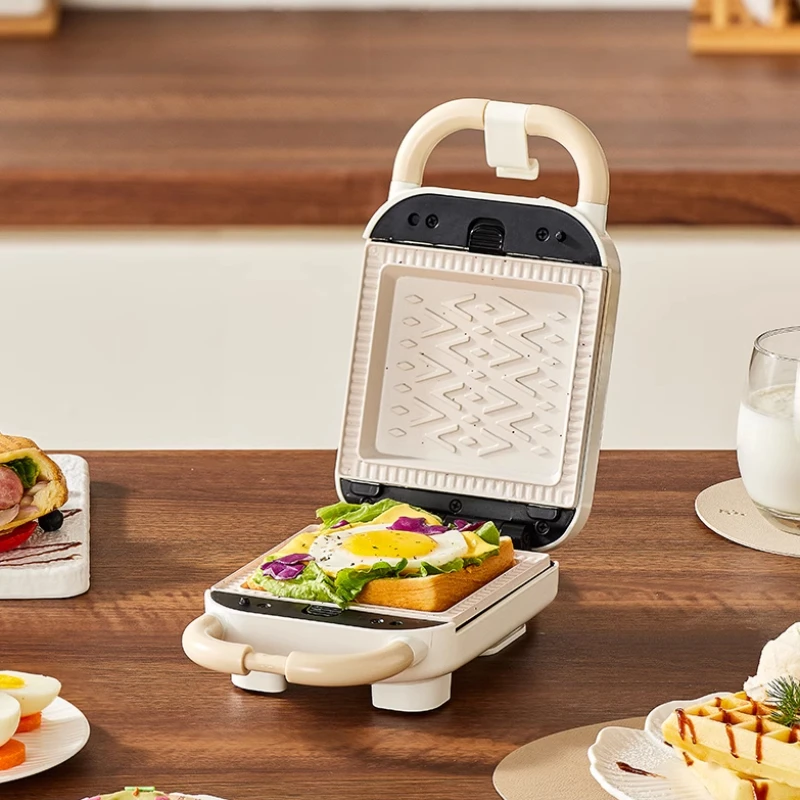 Non-Stick Ceramic Sandwich & Waffle Iron, Compact Breakfast Grill Machine, 2-in-1 Toast Panini Press with Detachable Plates