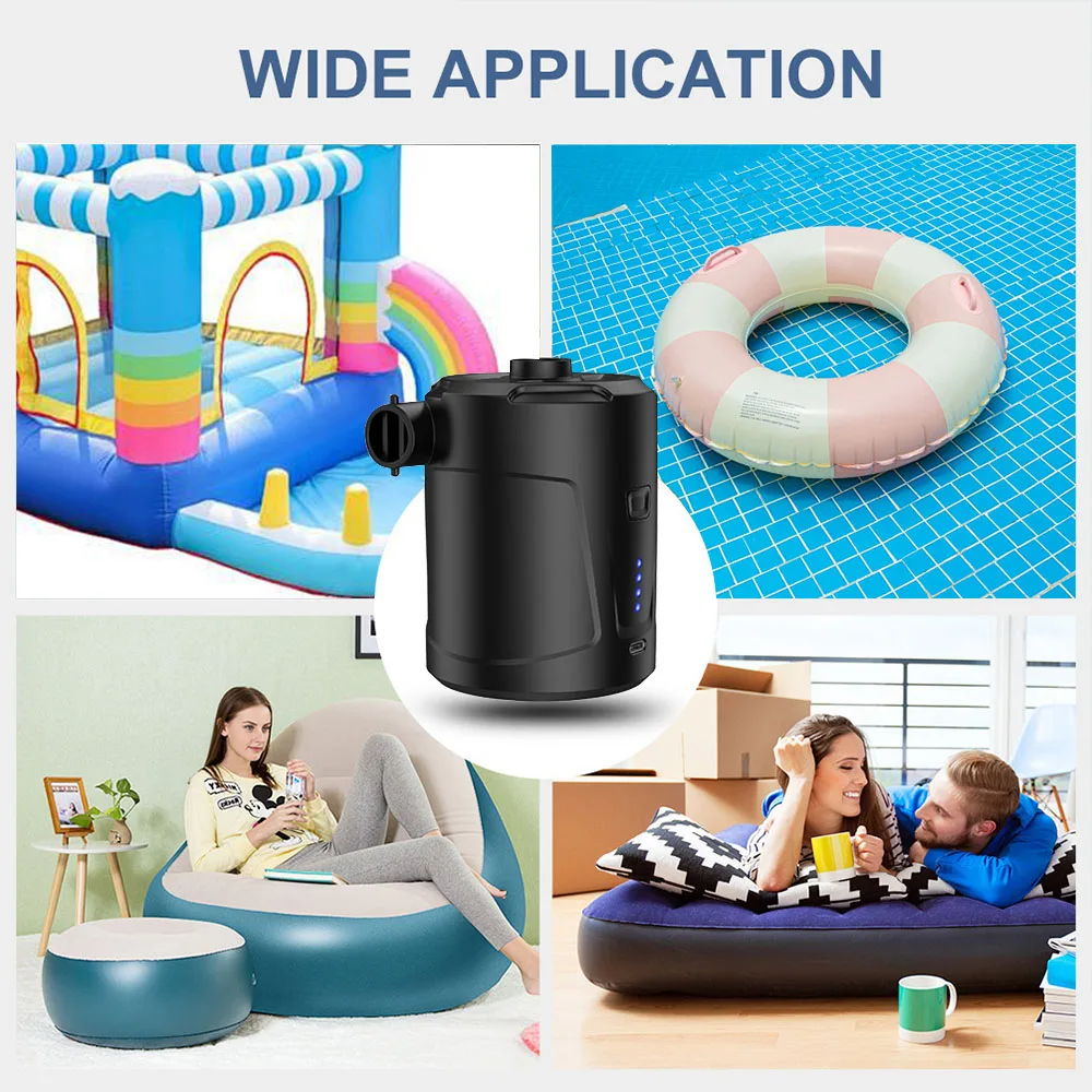 야외 다기능 흡입 및 팽창 펌프, 대용량 5200mAh, 수영 서클, 빠른 팽창, 1 세트