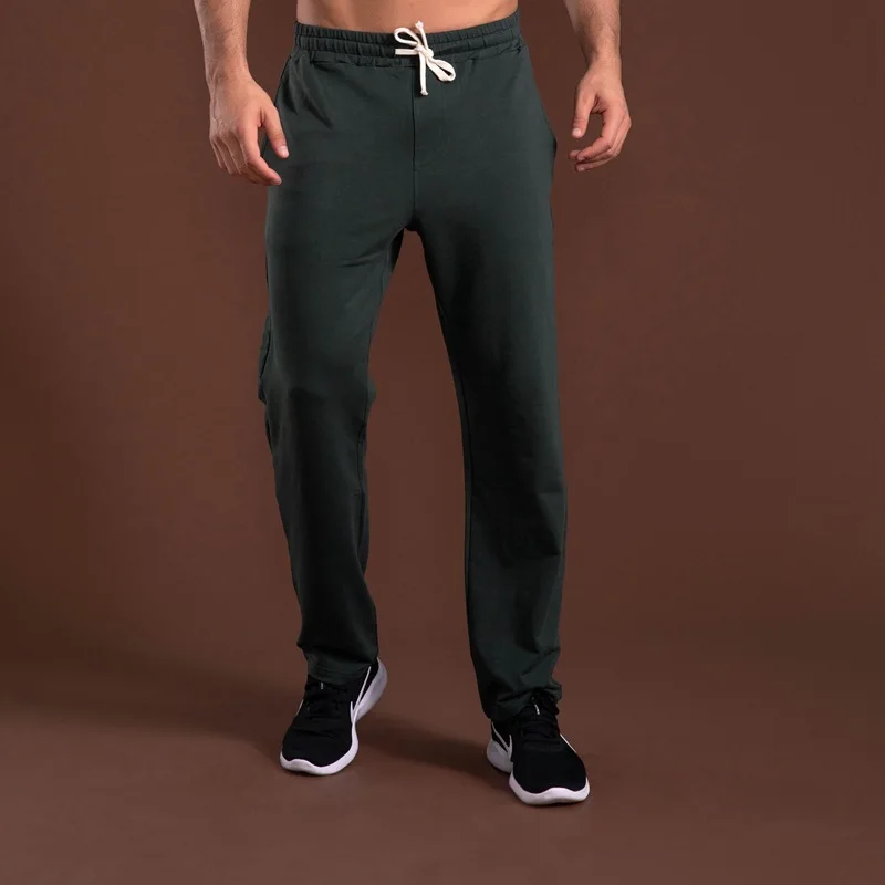 Spring And Autumn Straight PantsMen Pure Cotton Breathable Casual Couple Sweatpants Drawstring Elastic Waist Workout Track Pants