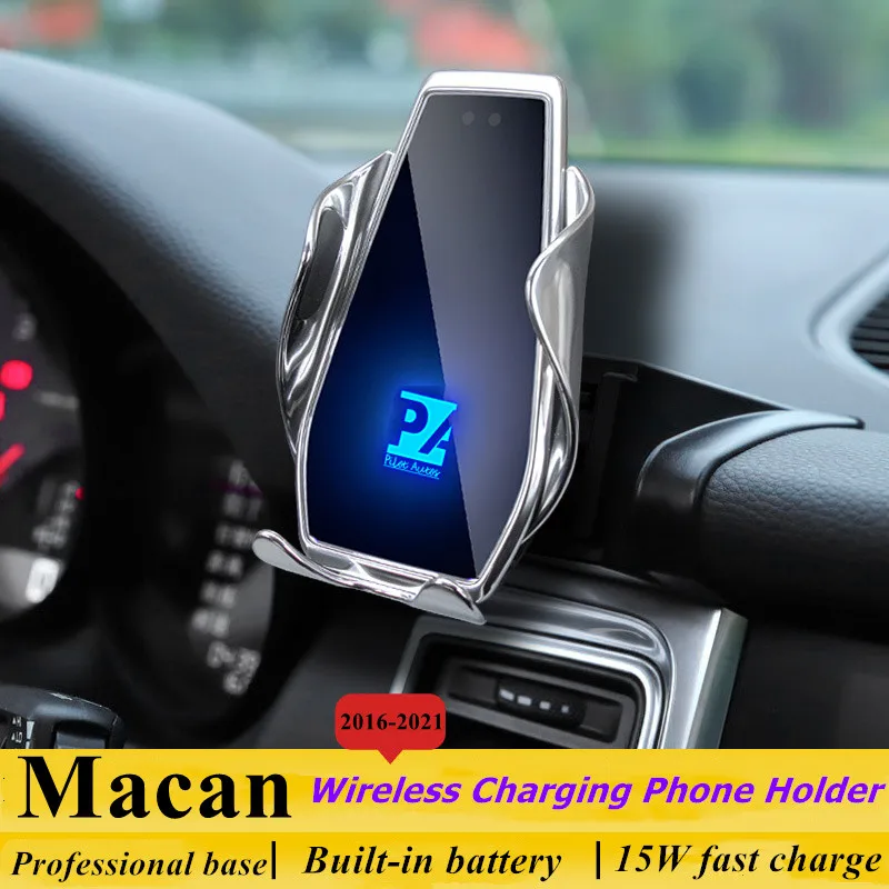 

For 2016-2021 Porsche Macan Phone Holder Wireless Charger Car Mobile Phone Mount Navigation Bracket GPS Support 360 Rotating