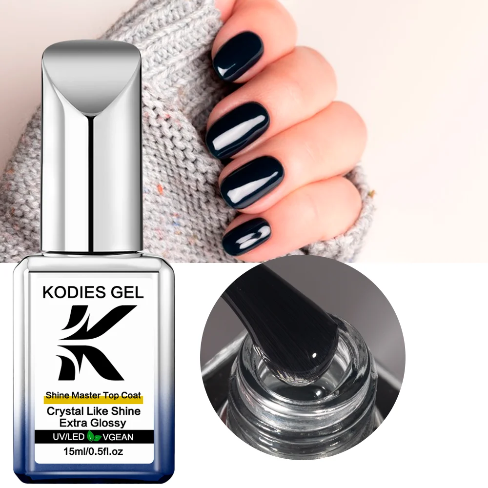 KODIES GEL Extra Glossy Top Coat No Wipe UV Gel Nail Polish Shine Master Brillo Semi Permanent Nails Gel Finish Manicure Cover 4