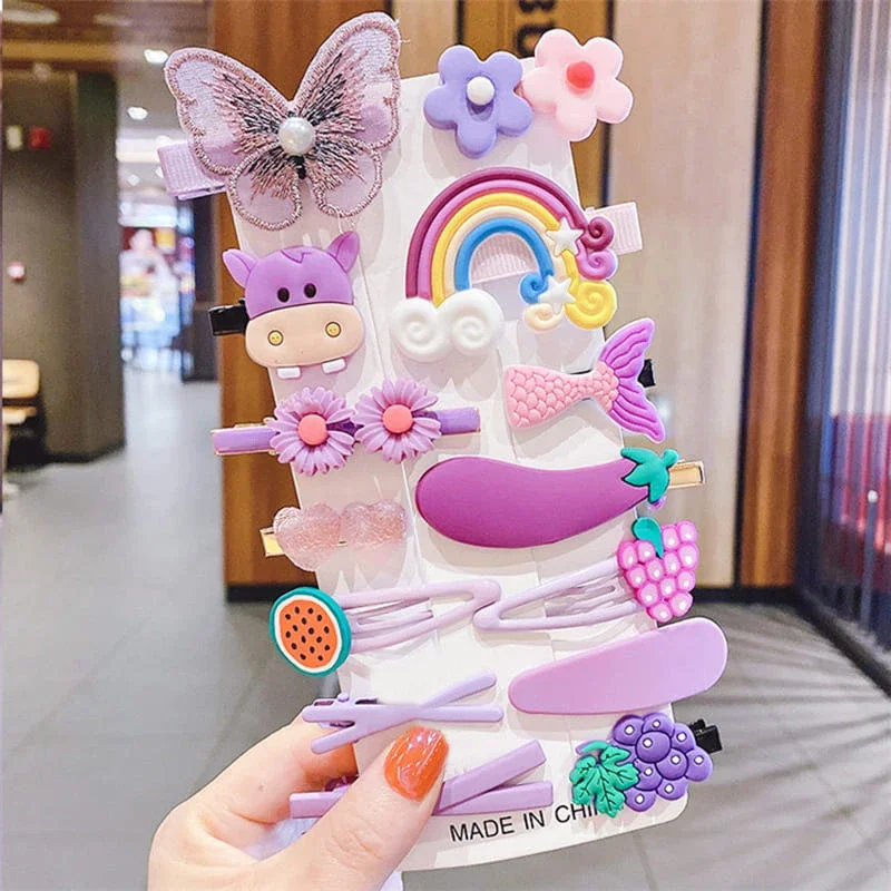 14-28-42-70Pcs Cartoon Baby Hair Clip Set Flower Fruit Baby Girl Barrettes Bangs Hairpins Kids Hair Accessories hair accessories,hair clips
