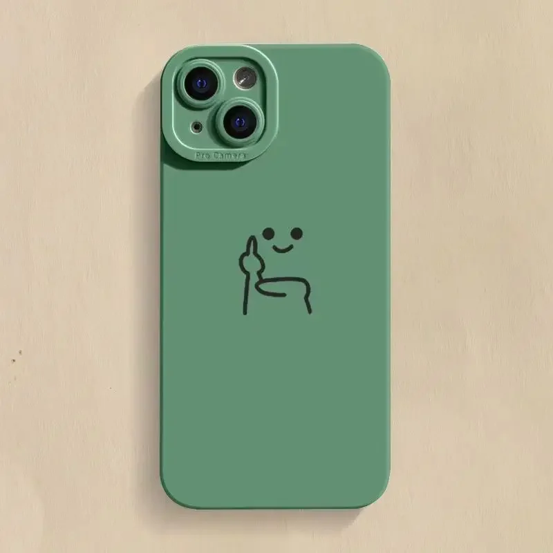 thumbnail image 1 of Cartoon Red Man Phone Case For iPhone 15 14 13 12 11 Pro Max Mini X XR XS 7 8 Plus SE Shockproof Middle Finger Soft Back Cover, 1 of 5
