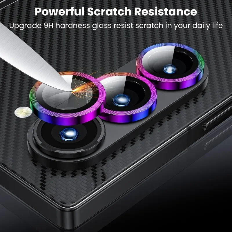 Enhanced Tempered Glass Camera Lens Protector with Metal Case Cap