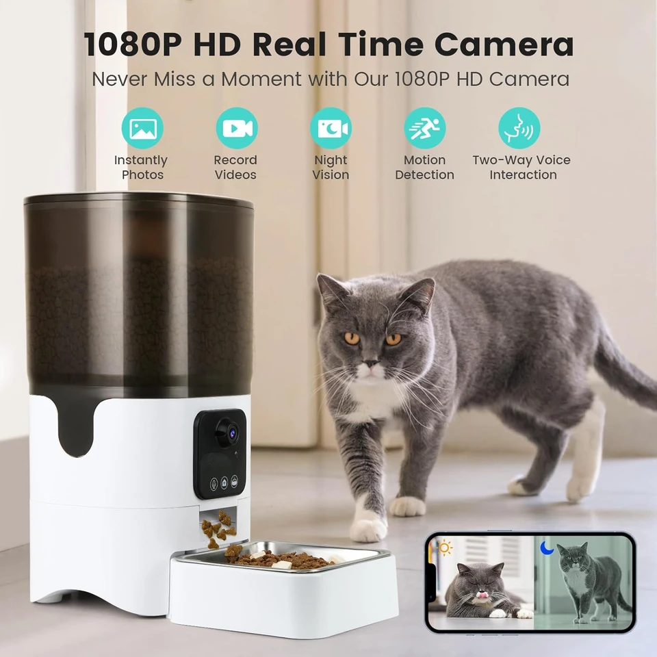 Naomi Smart Automatic Cat Feeder With 1080P HD Camera And Night Vision 2 4g Wifi
