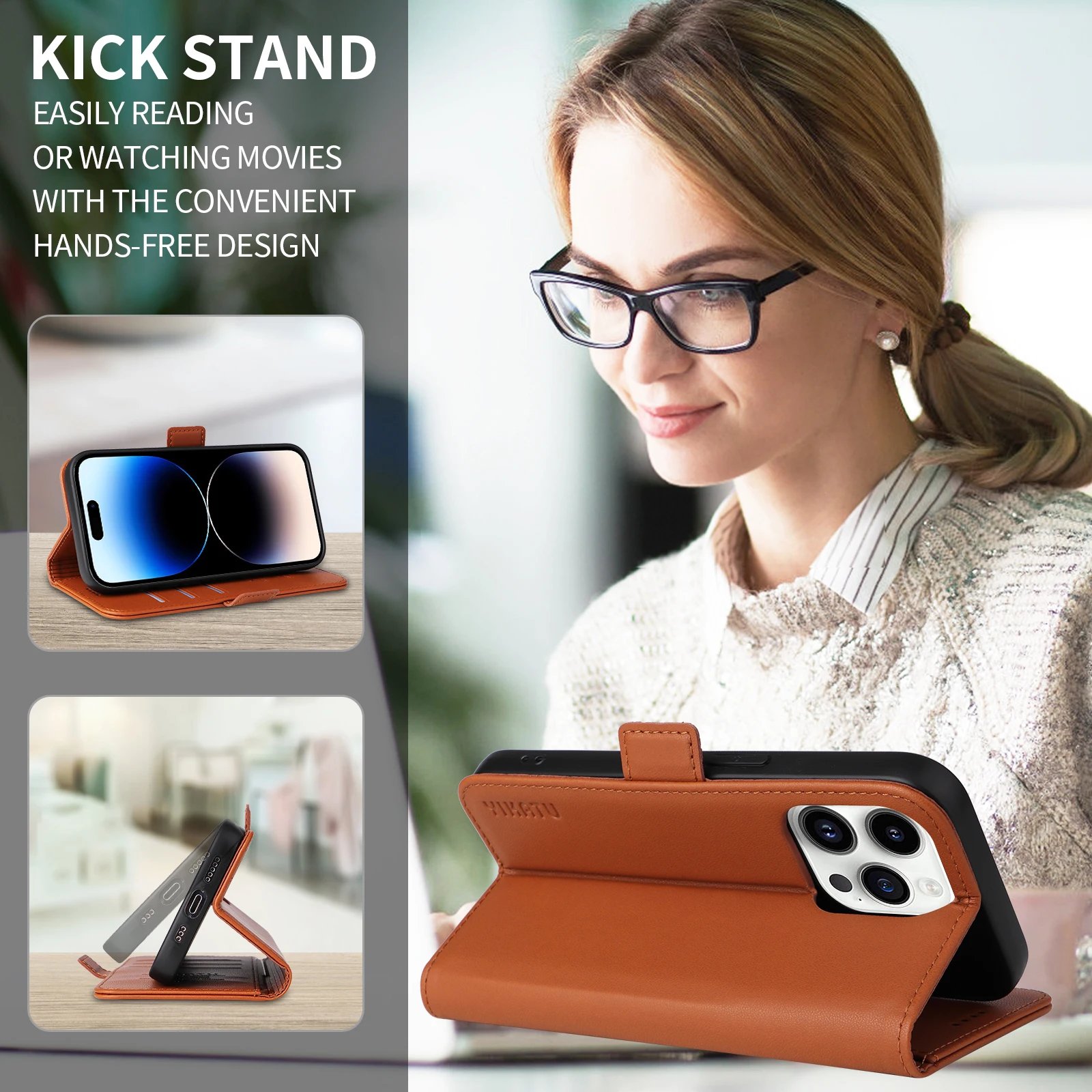 Magnetic Shockproof Flip Wallet Leather Case with RFID Blocking