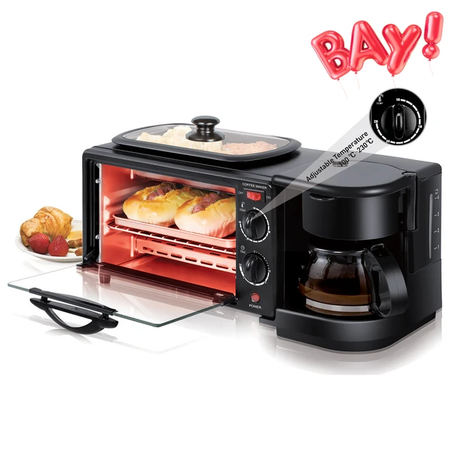 3 in 1 Breakfast Maker Station, Toaster, Oven with 30-Min Timer