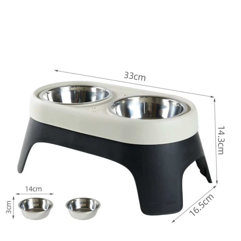 Elevated Pet Bowl Anti Knock Stainless Steel Food Cat Dog Feeding Bowls Double Bowl High Foot Leak Proof Pet Feeder Accessories 6