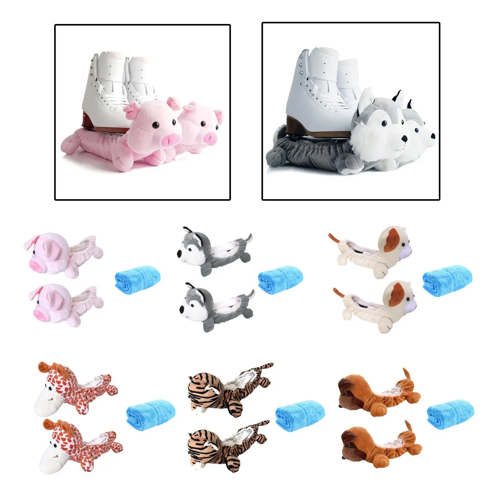 Ice Skate Blade Protectors, Plush Covers for Men And Women, Includes Towel, Ideal for Ice Skates