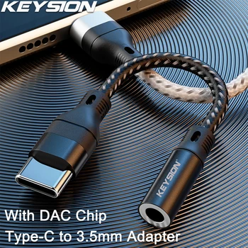KEYSION USB C타입 DAC 칩 헤드폰 어댑터, USB C to 3.5 Aux 케이블, PC 아이폰 15 프로 맥스 맥북 삼성 샤오미, 3.5mm