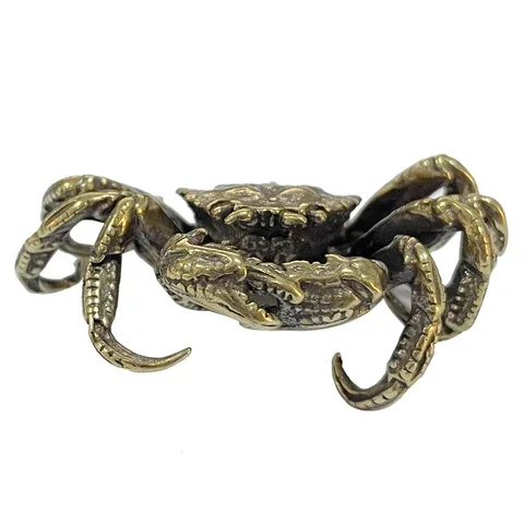 

Vintage Small Crab Statue Tea Pet Ornament Antique Brass Solid Animal Miniature Figurine Bronze Home Decoration Accessories