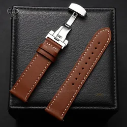 Elegant Universal Deployment Clasp Watch Band with Quick Release - 18mm, 20mm, 22mm Sizes - Black Buckle (Brown)