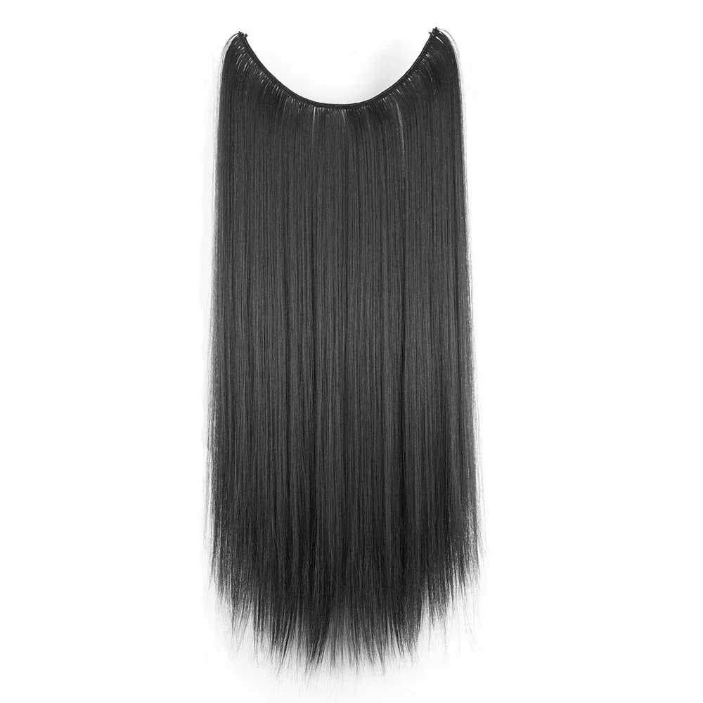 22'' 26'' Long Straight Blonde Synthetic Halo Hair Extensions Fish Line Invisible Hairpiece Extension Fake Hair for Girls - Image 3