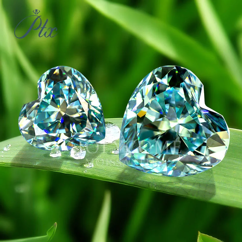 

GRA Heart Shape Sky Blue Color Crushed Ice Cut Loose Moissanite Diamond Test Positive VVS1 Clarity for Jewelry Ring Making