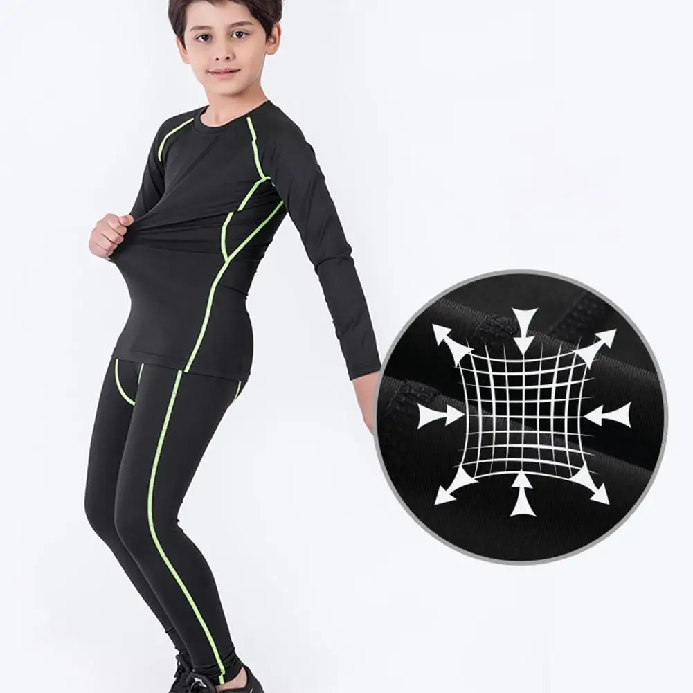Thermal Underwear Set Kids Sports Suit Kids' Sportswear Thermal Underwear Baby Quick Drying Soccer Compression Basketball Boy Y7F0