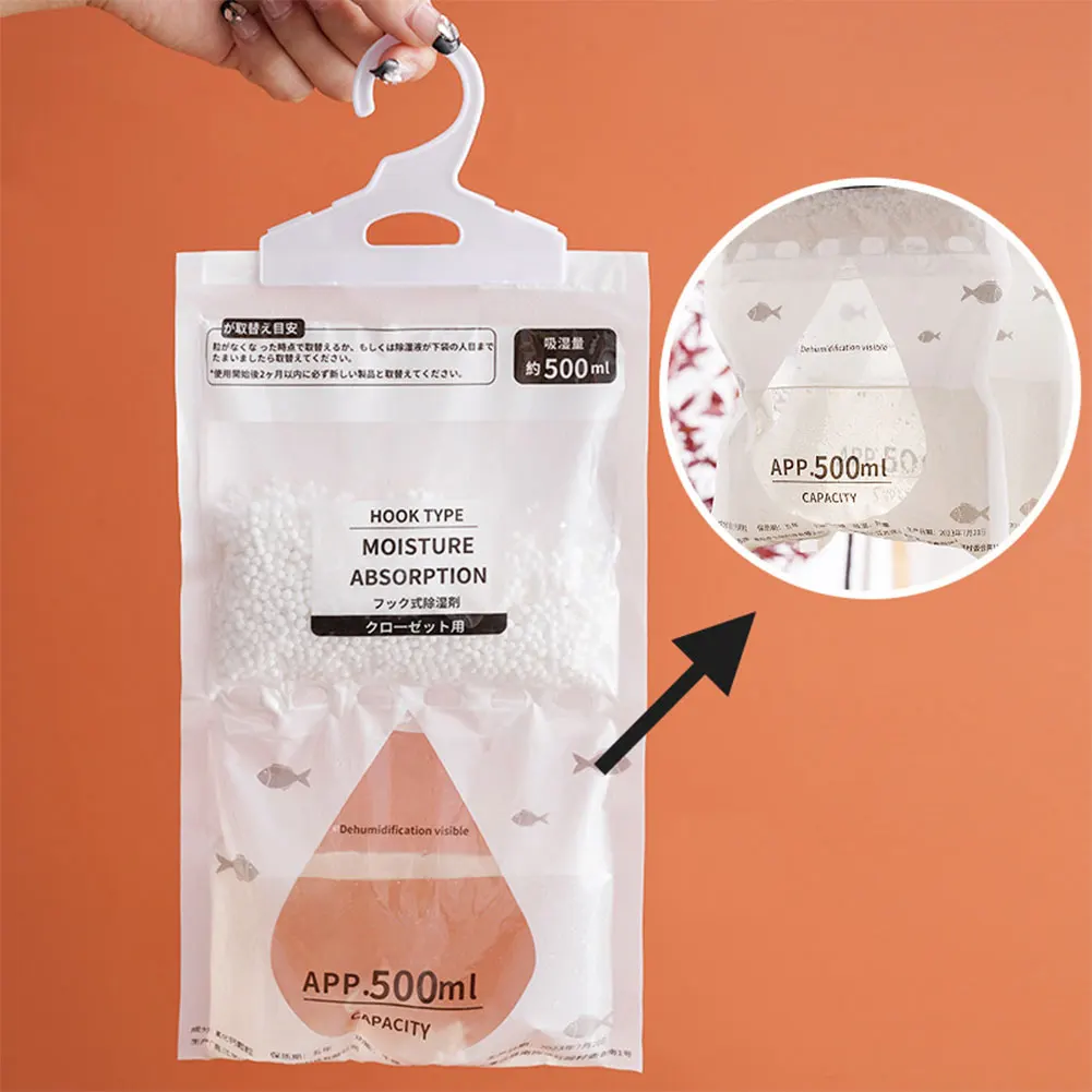 5 Packs Moisture Absorbers Hanging Closet Dehumidifier Bags Anti-Mold Humidity Packs for Closet Bedroom and Kitchen