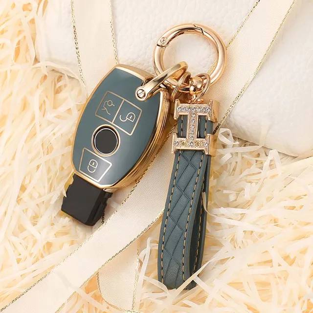 New Style Car Key Case Cover For Mercedes Benz w211 w204 A B R G Class GLK GLA GLC GLR W210 W176 W202 W463 Shell Accessories gray and keychain