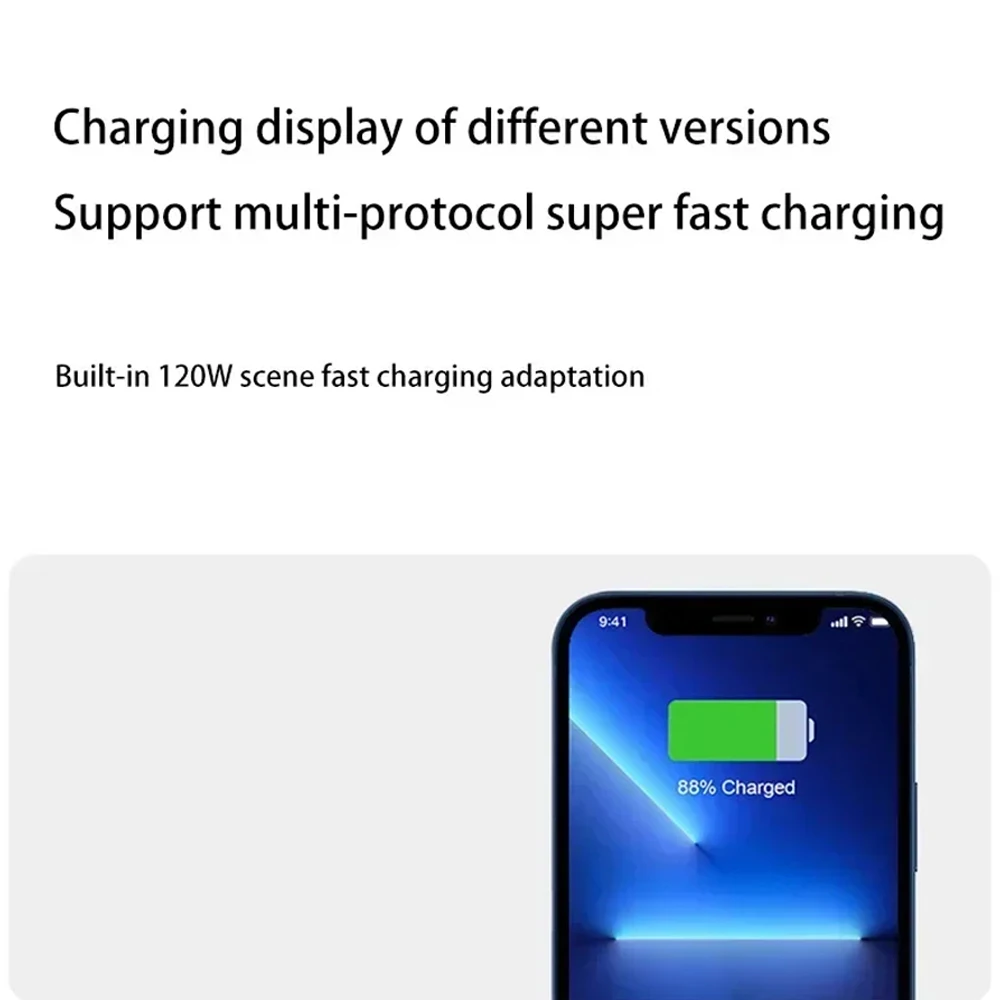 20000mAh High-capacity Power Bank 120W Super Fast Charging Digital Display Power Bank External Battery for iPhone Samsung Xiaomi 4