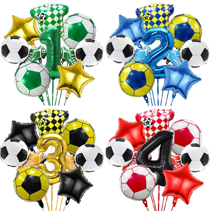 8-teiliges Fußball-Folienballon-Set, 32 Zoll, grüner Zahlenballon, 0–9, Fußball-Thema, Kindergeburtstag, Party-Dekoration