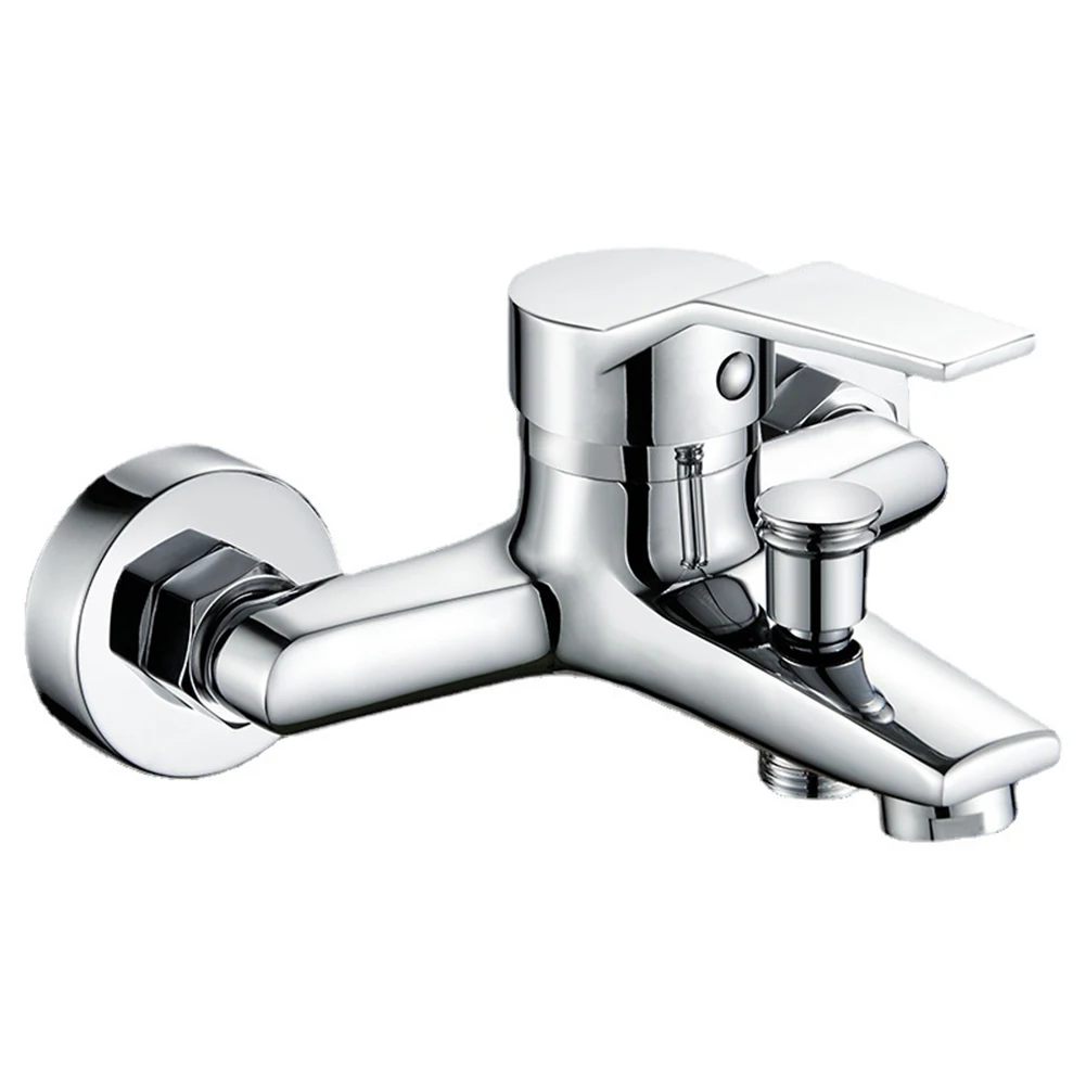Zinc Alloy Basin Faucets Bathroom Splitter Chrome Wall Mounted Hot Cold Water Dual Spout Mixer Tap Shower Basin Faucets
