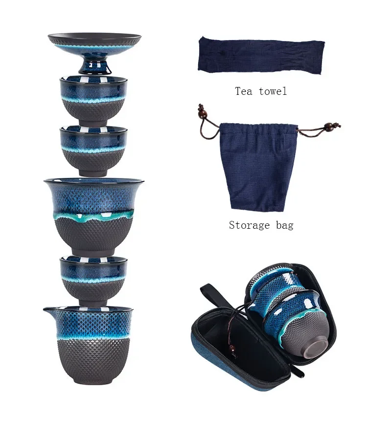 Description Picture 4 of itemChinese Kung Fu Travel Tea Set Ceramic Glaze Teapot Teacup Gaiwan Porcelain Teaset Kettles Teaware Sets Drinkware Ceremony