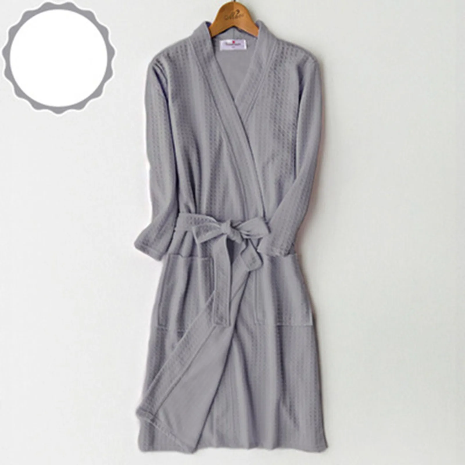 Solid Color Waffle Robe Couple Pajamas Absorbent Quick-Drying Bathrobe Women's Sleepwear Women Lacing Homewear Black Pink XXXl