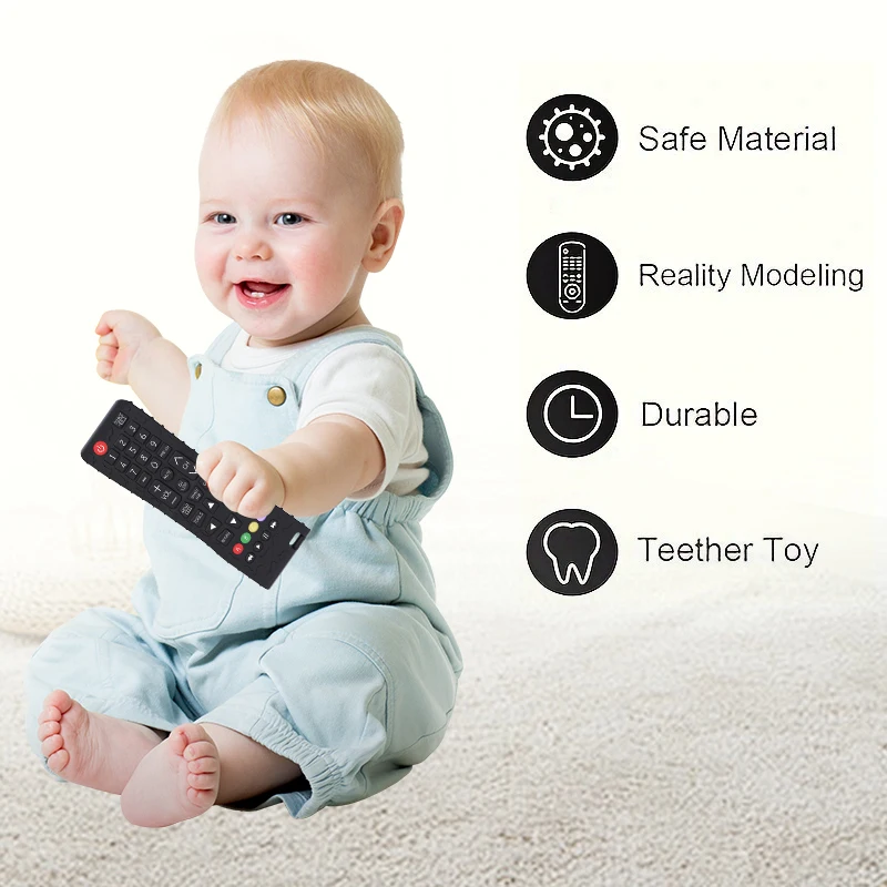 Silicone Teething Toys Silicone Baby Toys TV Remote Control Shape Teether Toy BPA Free Silicone Teething Chewing Toy Sensory Baby Accessories